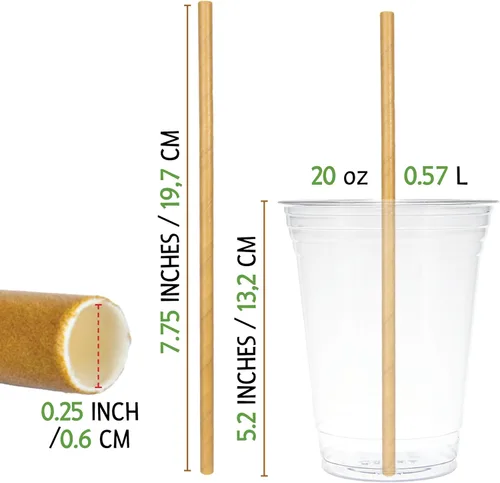 Miniatura 6 de Friendly Straw Paquete de 300 pajitas de papel kraft biodegradables, pajitas de papel para beber de 7.75 x 0.25 pulgadas, pajitas de papel marrón a