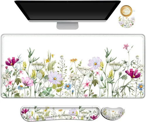 Miniatura 27 de ARTSO Juego de Alfombrilla de Mouse Extendida para Juegos, Reposamuñecas para Teclado + Reposamuñecas + Alfombrilla de Mouse XXL Grande + Posavasos