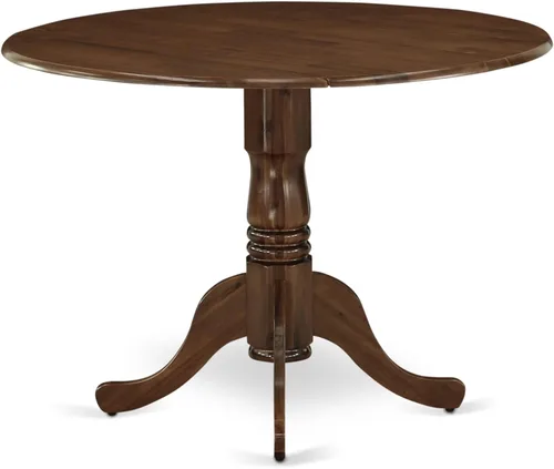 Miniatura 6 de East West Furniture DLT-BLK-T mesa de comedor redonda - con tapa redonda y 2 hojas desplegables y pata de pedestal, 42x29.5 pulgadas, acabado negro