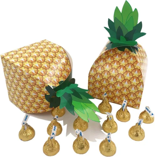 Suponey Cajas grandes de regalo de piña, cajas de regalo de piña, caja de dulces 3D para decoración hawaiana y de fiesta de cumpleaños (20 unidades)