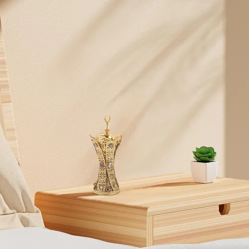 Miniatura 5 de Alipis Quemador de incienso eléctrico de estilo árabe, 8.66 x 3.93 x 3.93 pulgadas, quemador de aroma de metal para hogar, oficina, yoga, spa
