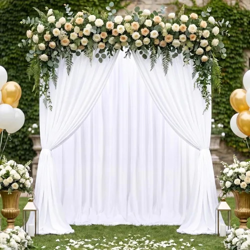 Miniatura 36 de Cortinas de Telón de Fondo Blanco de 2 Paneles 5 x 1,5 m de Poliéster, Telón de Fondo para Fotografía, Cortinas para Decoración de Fondo de Boda