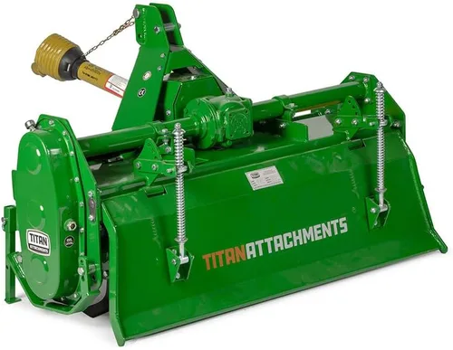 Titan Attachments Accesorio de Labranza Rotativa de 3 Puntos de 48", Compatible con Tractores Cat 1, Acabado Verde, Cultivador Impulsado por PTO con