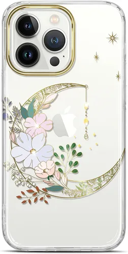 Miniatura 8 de Funda transparente compatible con iPhone 12 Pro iPhone 12 con purpurina y diseño de flores protectoras, a prueba de golpes, delgada, de poliuretano