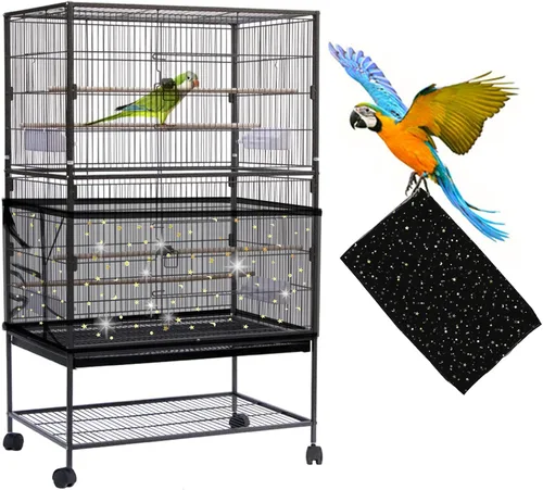 Miniatura 12 de Daoeny Cubierta Grande para Jaula de Pájaros, Protector de Semillas para Jaula de Pájaros, Faldón de Malla de Nylon Ajustable y Suave, Cubierta