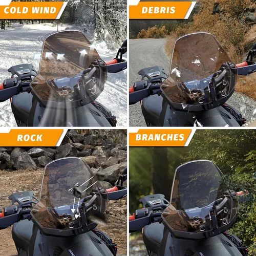 Miniatura 5 de Parabrisas ajustable para todos los modelos Can-Am Ryker, frontal oscuro tintado, a prueba de polvo, duradero, con revestimiento duro, protector