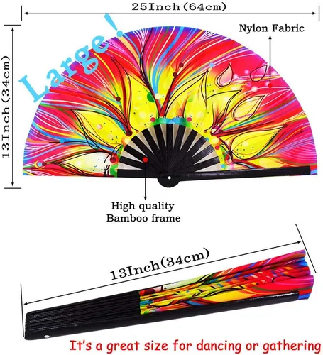 Miniatura 3 de Rave Fans - Ventilador de mano plegable grande para baile de línea, ventiladores de aplausos plegables para baile, festival de música, fiesta