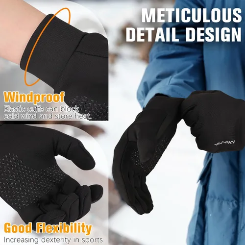 Miniatura 3 de Guantes de invierno para hombres y mujeres resistentes al viento, ligeros, antideslizantes, pantalla táctil, guantes deportivos para correr