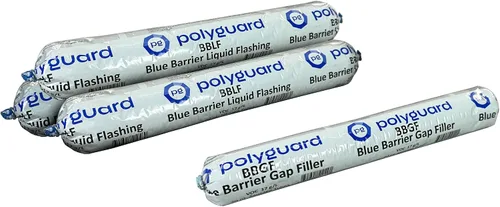 Miniatura 10 de POLYGUARD Blue Barrier Liquid Flashing Paquete de 12 tubos de salchicha de 20 onzas. Sistema de barrera de aire resistente a la intemperie alrededor