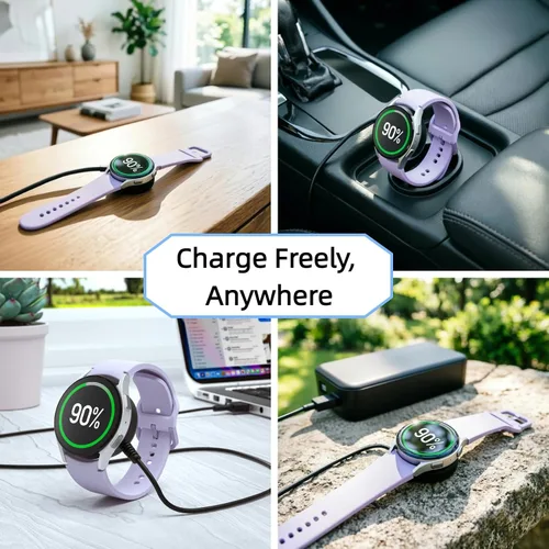 Miniatura 7 de [Paquete de 2] Cable de carga USB-C para Samsung Galaxy Watch 8/8 Classic/Ultra/7/6/6 Classic/5/5 Pro/FE - Base magnética de carga rápida