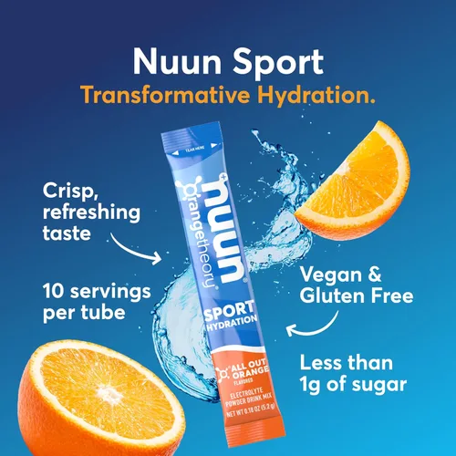 Miniatura 2 de Nuun Sport - Paquetes de polvo de electrolitos con magnesio, calcio, potasio, cloruro y sodio, paquetes de hidratación para llevar, sabor a naranja