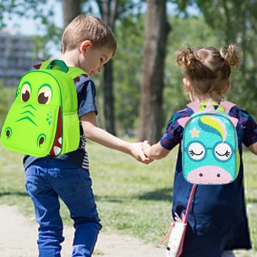 Miniatura 7 de gxtvo Mochila de dinosaurio para niños, mochila preescolar para niños pequeños, mochila escolar de animales de dibujos animados de 12 pulgadas