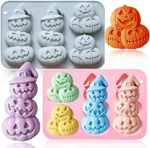 Paquete de 2 moldes de calabaza para chocolate, 2 formas diferentes, moldes de silicona de calabaza para velas de aromaterapia, caramelos de