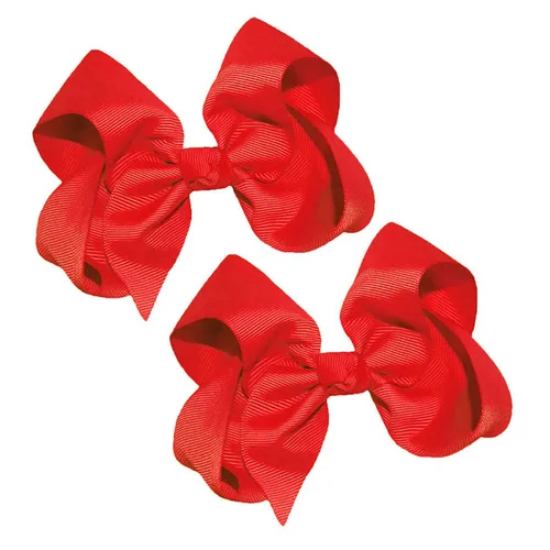 Miniatura 48 de WEBB DIRECT2U Juego de dos lazos para el pelo de grogrén sólido de 4 pulgadas, pinzas de cocodrilo, color verde manzana