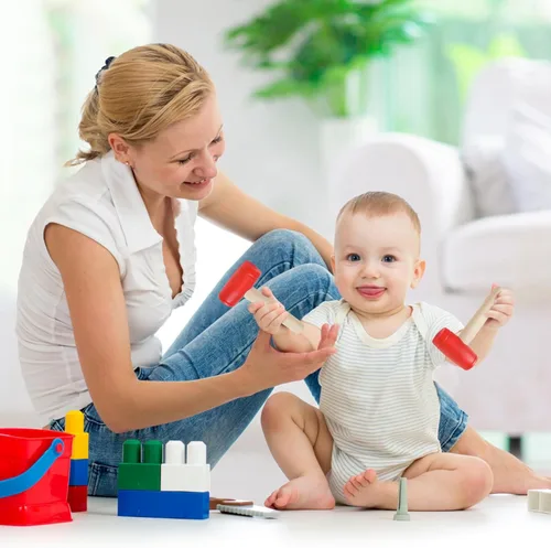 Miniatura 6 de Martillo de juguete de simulación de martillos de madera de plástico para niños pequeños, herramientas de mantenimiento portátiles para niños