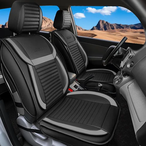 Miniatura 17 de LINGVIDO Fundas de asiento de automóvil, transpirables e impermeables, de piel sintética para autos, SUV, camiones, sedán, funda de asiento