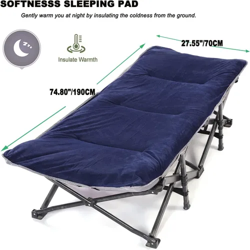 Miniatura 3 de Almohadilla de dormir gruesa para acampar, cojines de campamento de microfibra suaves y cómodos para adultos, colchonetas plegables ligeras para Azul