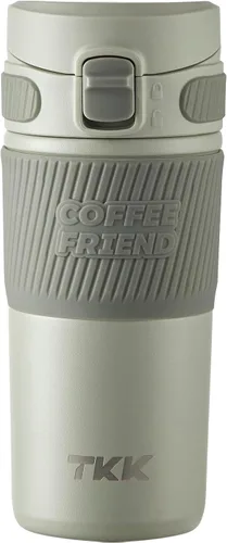 Miniatura 12 de TKK Taza de café de viaje de 15 onzas, taza de café aislada de acero inoxidable con tapa abatible, taza de viaje a prueba de fugas para café, té