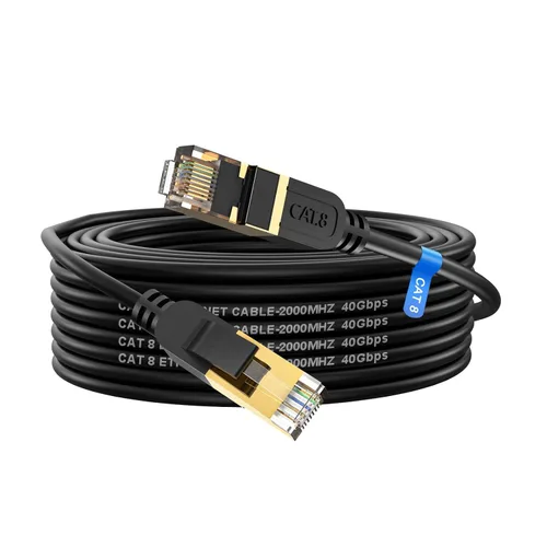 Miniatura 4 de Cable Ethernet Cat 8, cable de red LAN Cat8 de alta velocidad y servicio pesado de 10 pies 26AWG de 40 Gbps, 2000 Mhz con conector RJ45 chapado