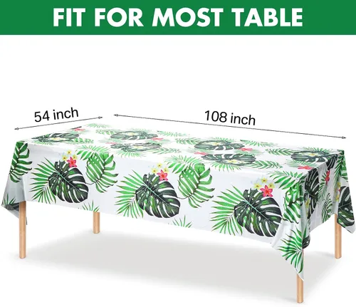 Miniatura 2 de Mantel de safari de animales con temática de animales de la selva, diseño de jirafa, tigre y cebra, mantel de hojas tropicales, suministros