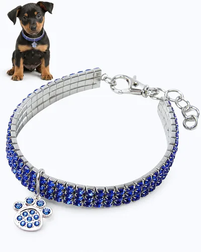 Miniatura 14 de Collar para mascotas con diamantes de imitación, collar de 3 filas de diamantes de cristal brillantes para perro, collar de boda con diamantes