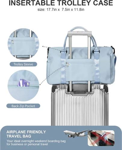 Miniatura 4 de Bolsa de lona de viaje, bolsas de fin de semana para mujeres y hombres, bolsa de transporte durante la noche, bolsa de hospital, bolsa de gimnasio