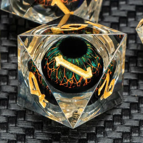 Miniatura 3 de KERWELLSI - Juego de dados de resina con núcleo líquido flotante con caja de regalo, dados DND con ojo de Beholder de borde afilado y genial, dados