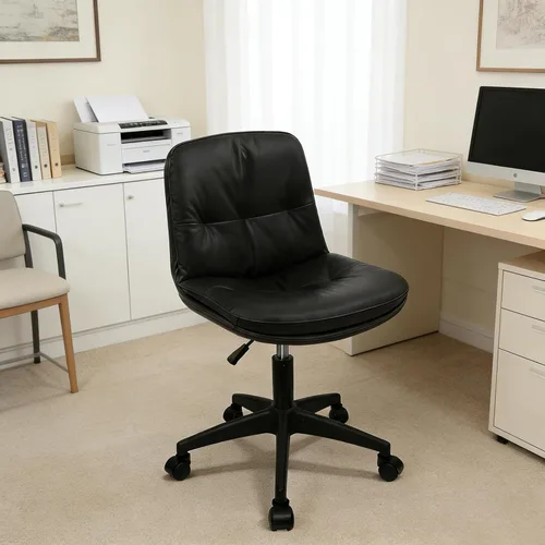 Silla de oficina, silla de escritorio ergonómica con cojín acolchado y respaldo, altura ajustable y giro de 360°, silla de tareas sin brazos para