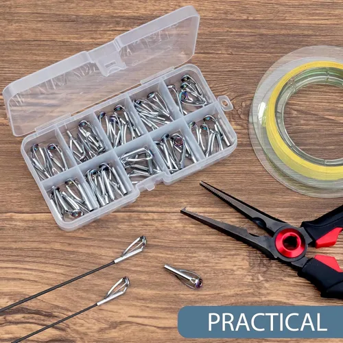 Miniatura 7 de THKFISH Kit de reparación de puntas de caña, 50 piezas, puntas de caña, kit de repuesto de puntas de caña de pescar, kit de reparación de punta