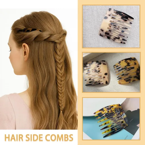 Miniatura 9 de Peine lateral de pelo francés – Peines pequeños decorativos franceses, pinzas de sujeción fuerte para mujeres y niñas, moño, 4 piezas