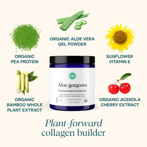 Miniatura 2 de Ora Organic Polvo vegano que aumenta el colágeno para mujeres y hombres, soporte para el cabello, la piel y las uñas, sílice de bambú, proteína a
