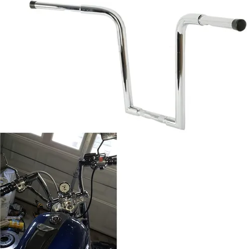 Miniatura 26 de XFMT - Manubrio de motocicleta color negro de 10" de elevación Batwing APE con colgadores de 1-1/4" para Harley Sportster XL Softail Dyna Road King