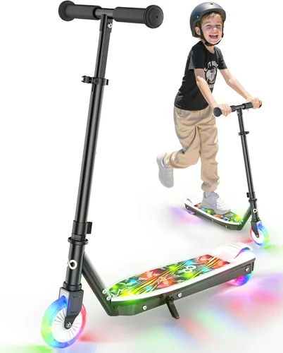 Gyroor KS2 Kids Electric Scooter – 5 MPH Safe Speed, Foot Sensor Start, LED Lights, Adjustable Handlebar, 2 Hr Fast Charge, UL2272 Certified, Ages