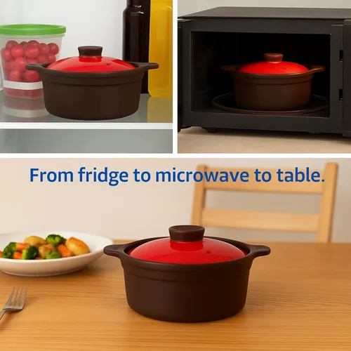 Miniatura 2 de Juego de 2 vaporizadores de silicona para microondas con asa y tapa, olla antiadherente para cocina, lavavajillas y horno hasta 482 °F, fácil