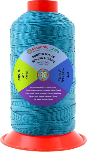 Miniatura 335 de Mandala Crafts - Hilo de nailon para coser cuero, tapicería, mezclilla y para trenzar el pelo; resistente, 1500 yardas, tamaño 69 T70 Marrón