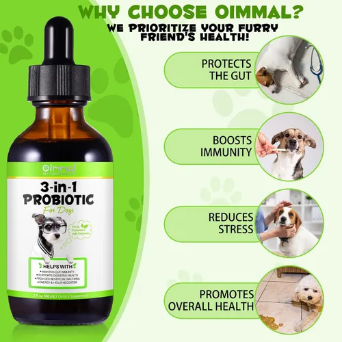 Miniatura 4 de Probiótico para perros, gotas probióticas naturales 3 en 1 para perros que ayudan a aliviar la diarrea, apoya la salud intestinal, picazón