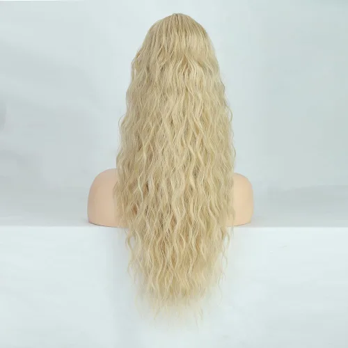Miniatura 6 de Extensión de cola de caballo rubio con cordón para mujer, larga y rizada de 26 pulgadas, extensiones de cabello sintético natural, extensiones