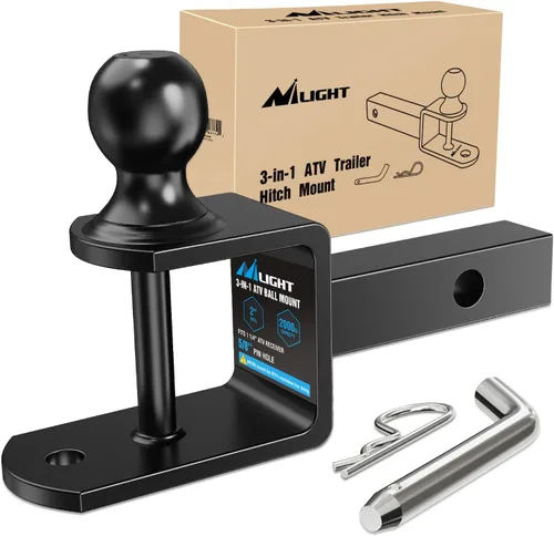 Nilight Montaje de enganche multiusos 3 en 1 para ATV UTV, compatible con receptor de 1-1/4" con enganche de bola de 2 pulgadas, clasificado para