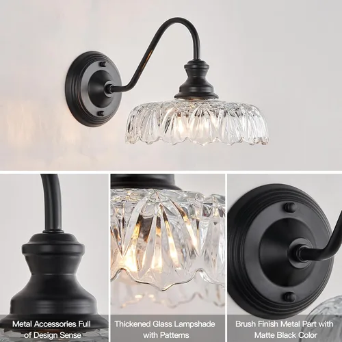 Miniatura 6 de HDDFL Aplique de pared moderno lámpara de mesita de noche lámpara de pared negra mate accesorios de iluminación para recámara accesorios de Negro