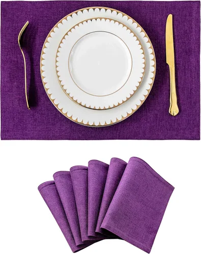 Miniatura 35 de Juego de 6 manteles individuales resistentes al calor para mesa de comedor y cocina de Home Brilliant, manteles individuales para mesa de comedor