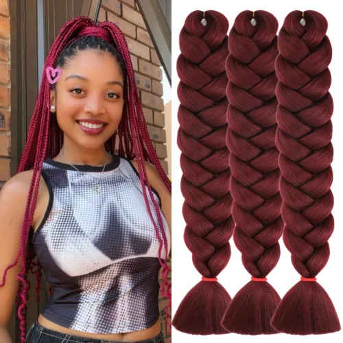 Miniatura 24 de Pelo corto negro trenzado preestirado de 14 pulgadas para trenzas sin nudos, pelo sintético 1B trenzado para trenzas Bob Box