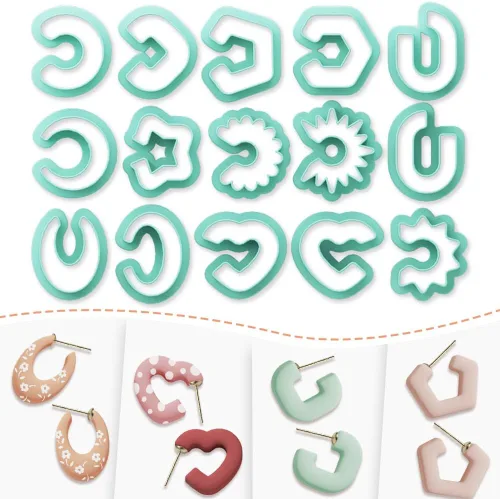 Miniatura 14 de Cortadores de Arcilla Polimérica - 12 Formas de Aretes de Joyería de Cuero con Torsión, Cortadores de Arcilla Polimérica para Joyería, Kit