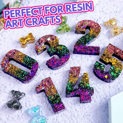 Miniatura 6 de LEOBRO Brillantina gruesa holográfica, juego de 32 colores, purpurina artesanal para resina, vasos para manualidades, uñas, cuerpo, Navidad