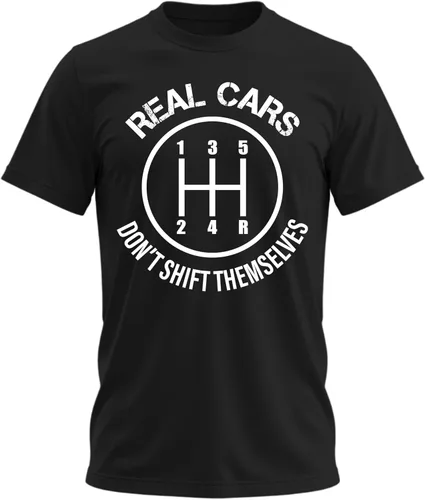 Real Cars Don't Shift Themselves Camiseta Divertidas camisetas gráficas vintage para hombre, regalos mecánicos, camisas de coches de carreras para