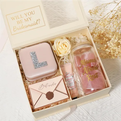 Miniatura 3 de CHMI Joyero de viaje, regalos de damas de honor, regalos de viaje para mujeres, pequeña caja organizadora de joyas, estuche de viaje para joyería