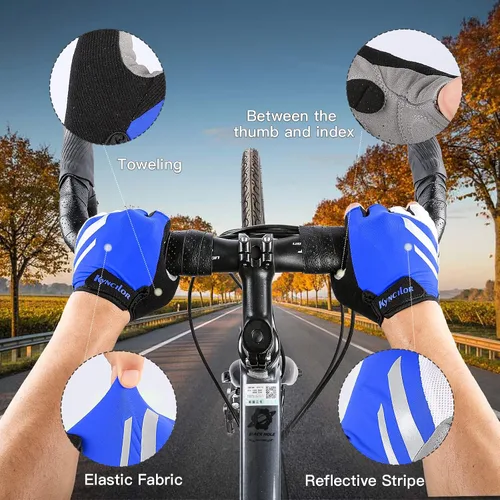 Miniatura 3 de KynciLOR Guantes de ciclismo acolchados sin dedos con protección UV, guantes de MTB y bicicleta de carretera para hombres y mujeres para correr