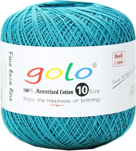 Miniatura 48 de Golo - Bolas de hilo para crochet de algodón tamaño 10, color algodón para crochet D-Fresa D078-fresa