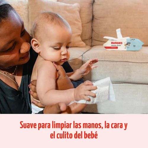 Miniatura 7 de Huggies Simply Clean Toallitas para Bebé Sin Fragancia, 1 Paquete con Tapa Abatible (64 Toallitas en Total), el Empaque Puede Variar