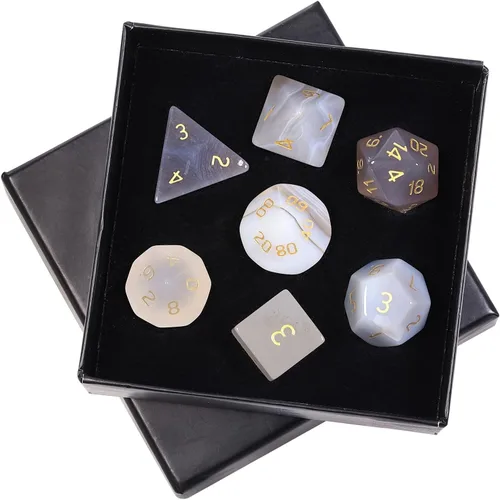 Miniatura 9 de mookaitedecor Juego de 7 dados poliédricos de cristal de ágata india, dados pulidos de piedras pulidas para juegos de mesa RPG MTG decoración
