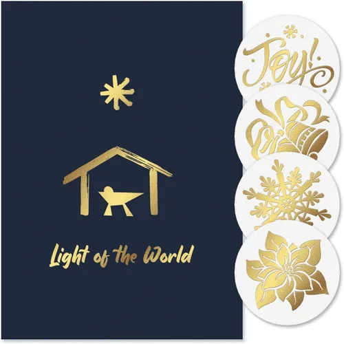 Miniatura 11 de Tarjetas de Navidad con imágenes coloridas azules de Colorful Images con sellos de sobres a juego, juego de 24 tarjetas, 5 x 7 plegadas, paquete